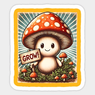 Mushroom to Grow2 - Nature-Inspired T-Shirt Design Sticker